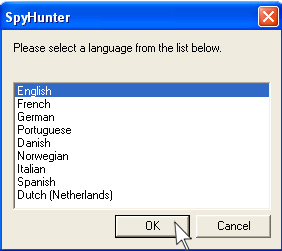 SpyHunter language select